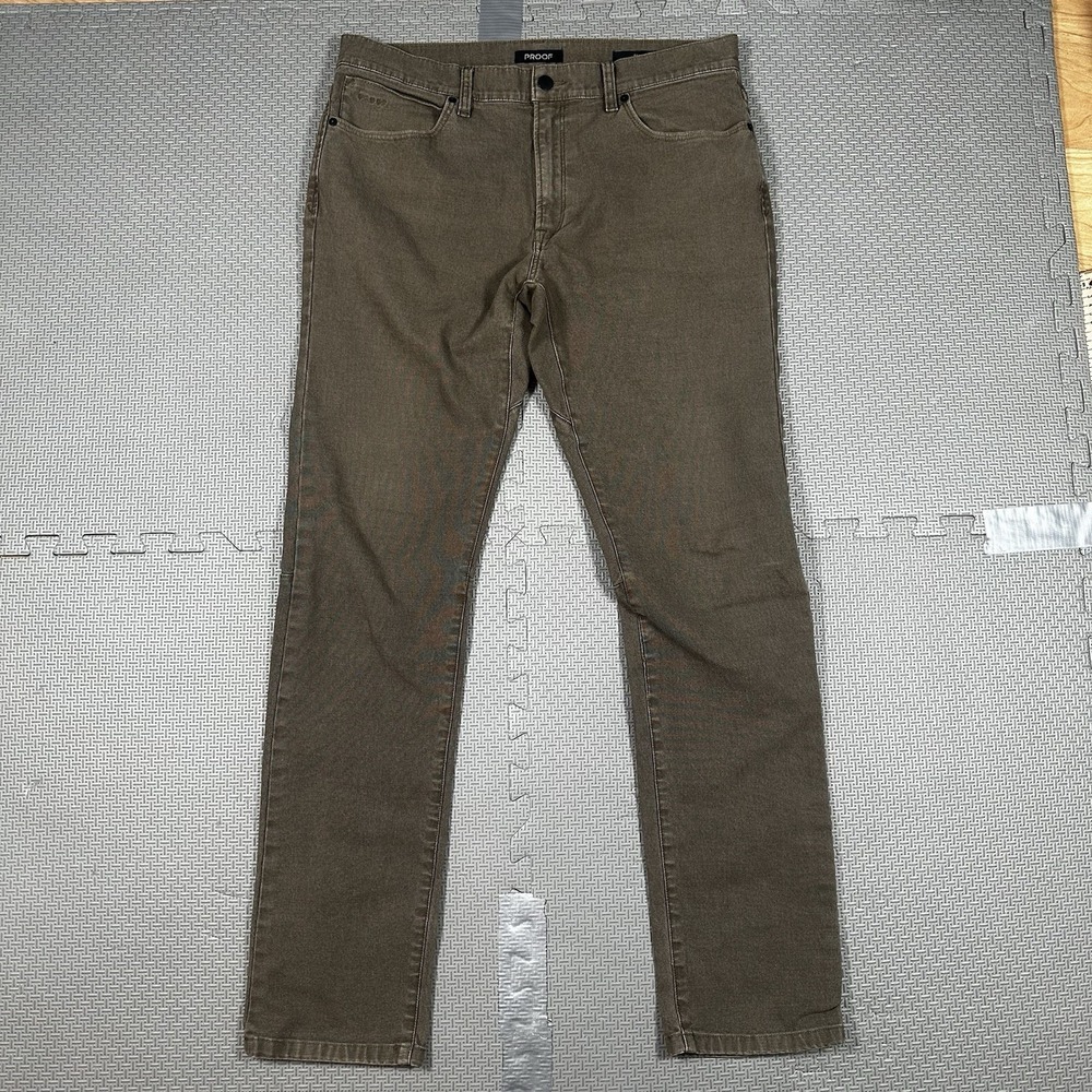 Proof Rover Chino Canvas Pants Mens 34x33* Slim Gray Brown 5 Pocket Huckberry